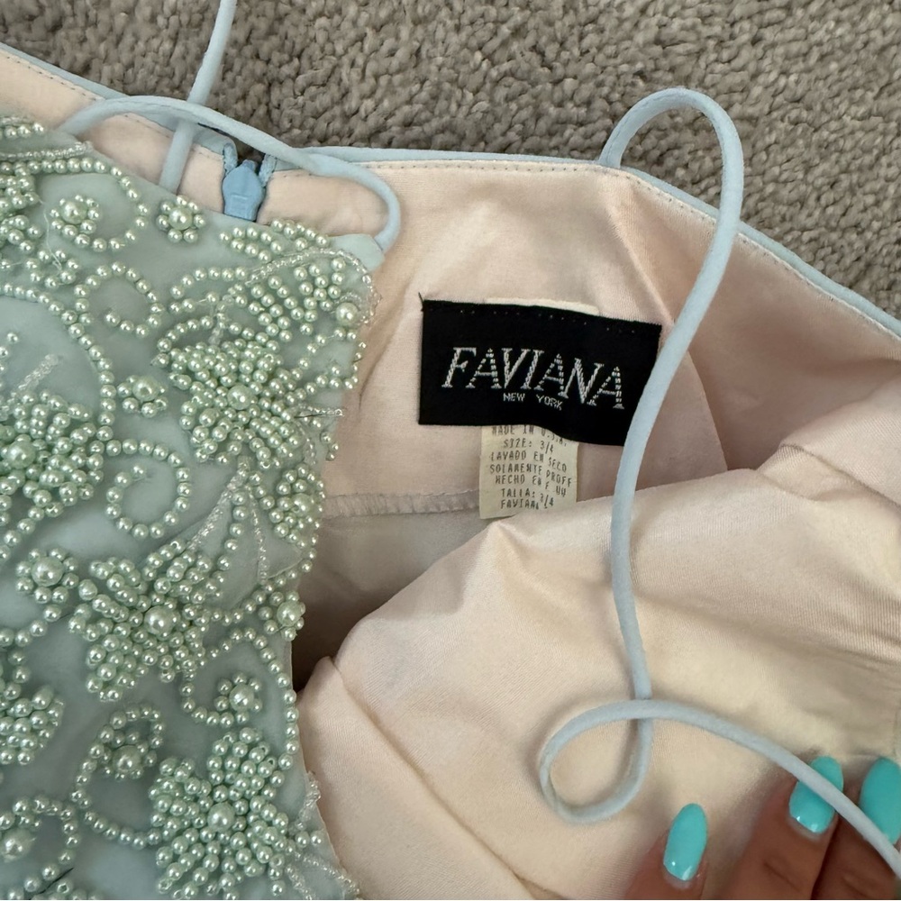 NWT VINTAGE FAVIANA PEARL EMBELLISHED BABYDOLL DRESS 90S Y2K - Picture 5 of 8